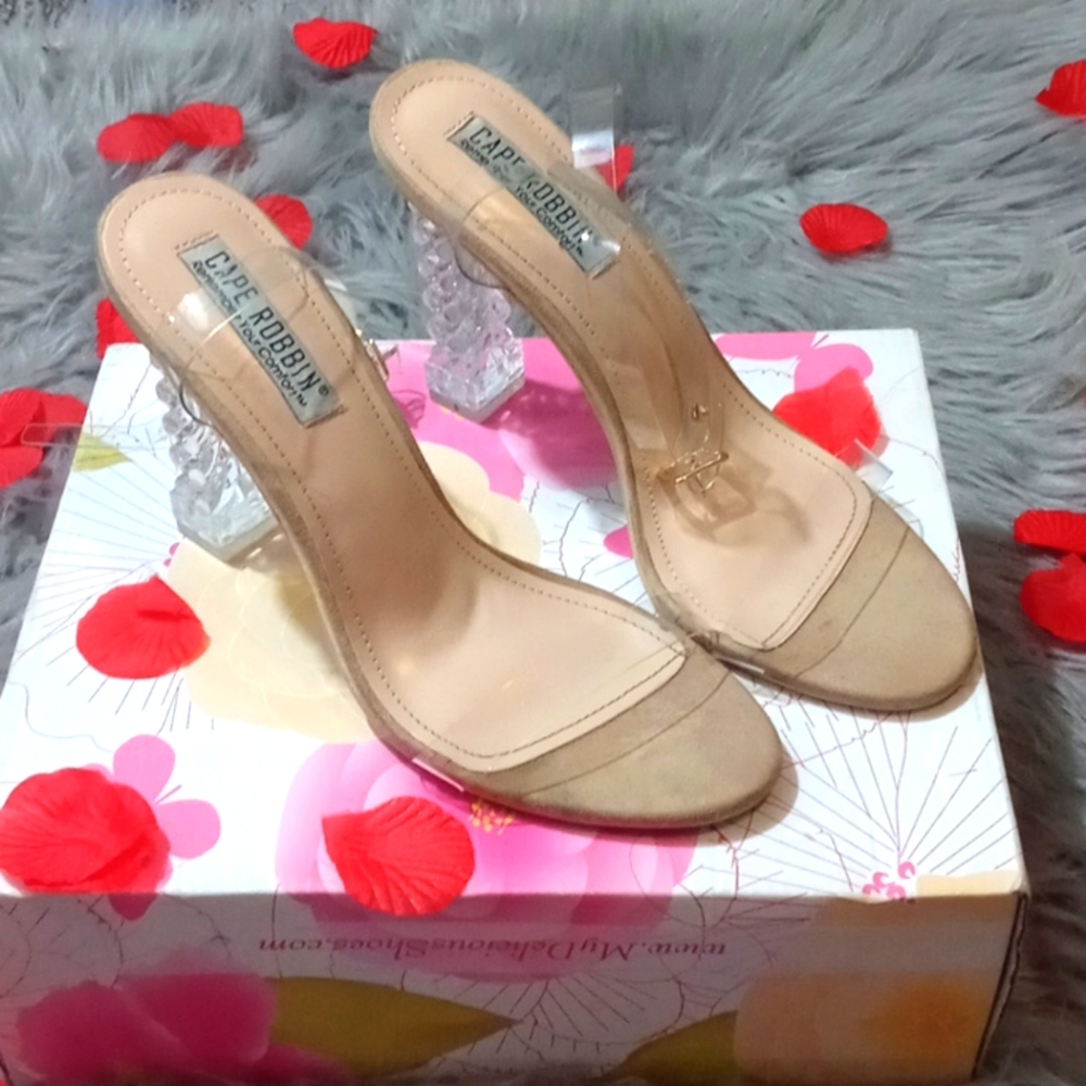 Clear nude 3-4 inch heel
